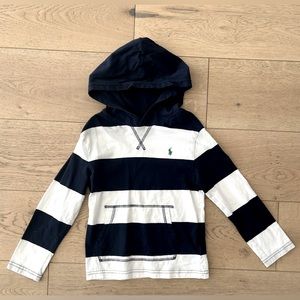 NWOT Ralph Lauren Boys Navy and White Striped Hoodie Size 6